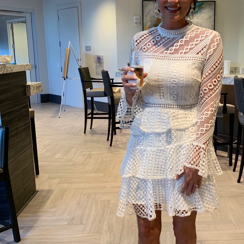 White detail lace dress
